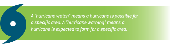 Difference between Hurricane watch and Hurricane warning. Natural Disaster Guide from Direct Energy.