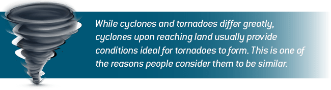 Difference between Cyclone and Tornado. Natural Disaster Guide from Direct Energy.