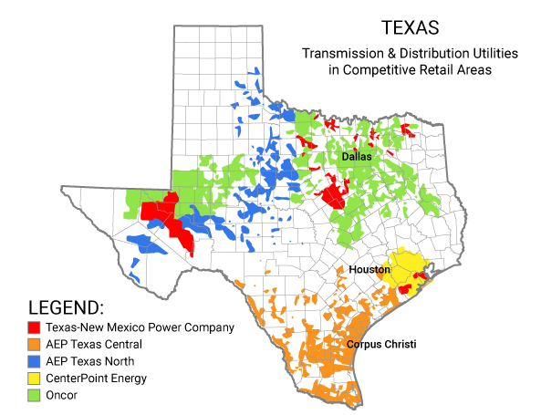 Texas Utility map